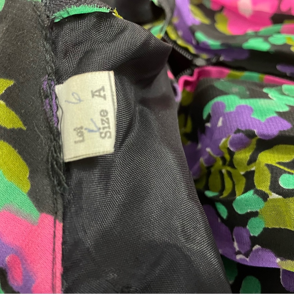 Vintage 60s Jumpsuit Dark Floral Wide Leg Cocktail Evening Size S/XS Sleeveless - Picture 10 of 10